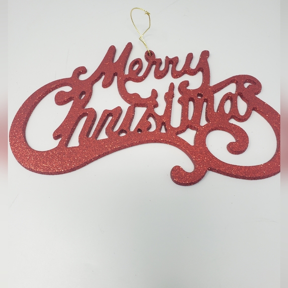 Red Glitter "Merry Christmas" Tree Ornament - Picture 5 of 8